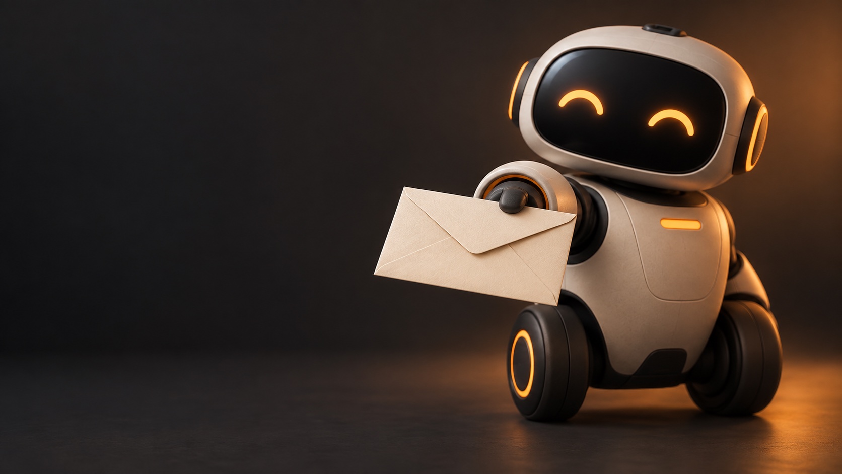 Robot, der afleverer et brev