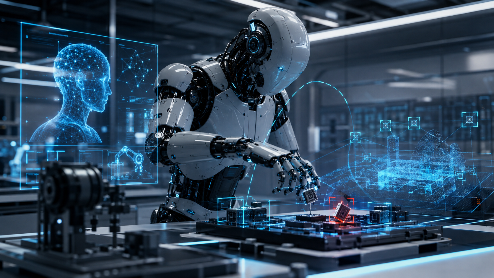 To intelligente robotter der samarbejder om en fysisk arbejdsopgave